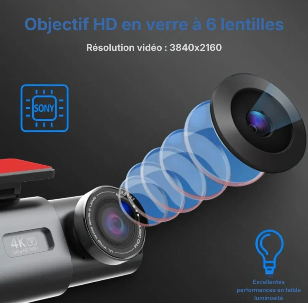 Dashcam Voiture 4K Double Vision Avant Arrière - Dashora